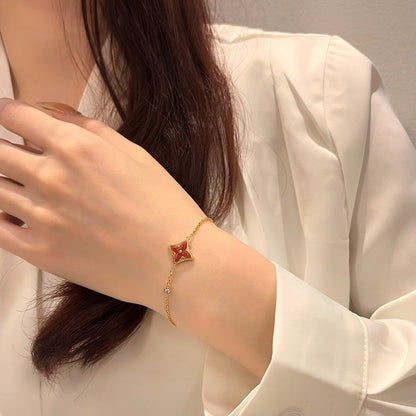 [Clover Jewelrys]COLOR STAR CARNELIAN PINK GOLD DIAMOND BRACELET