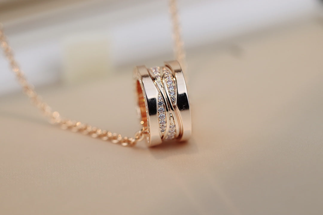 [Clover Jewelrys]ZERO 1 PINK GOLD DIAMOND NECKLACE