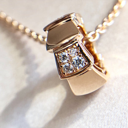 [Clover Jewelrys]SERPENTI PEDANT DIAMOND PINK GOLD NECKLACE