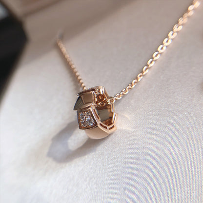 [Clover Jewelrys]SERPENTI PEDANT DIAMOND PINK GOLD NECKLACE