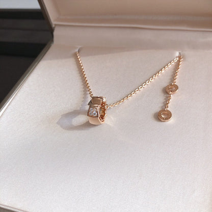 [Clover Jewelrys]SERPENTI PEDANT DIAMOND PINK GOLD NECKLACE