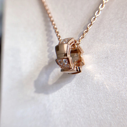 [Clover Jewelrys]SERPENTI PEDANT DIAMOND PINK GOLD NECKLACE