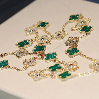 [Clover Jewelrys]CLOVER 20 MOTIFS MALACHITE DIAMOND NECKLACE