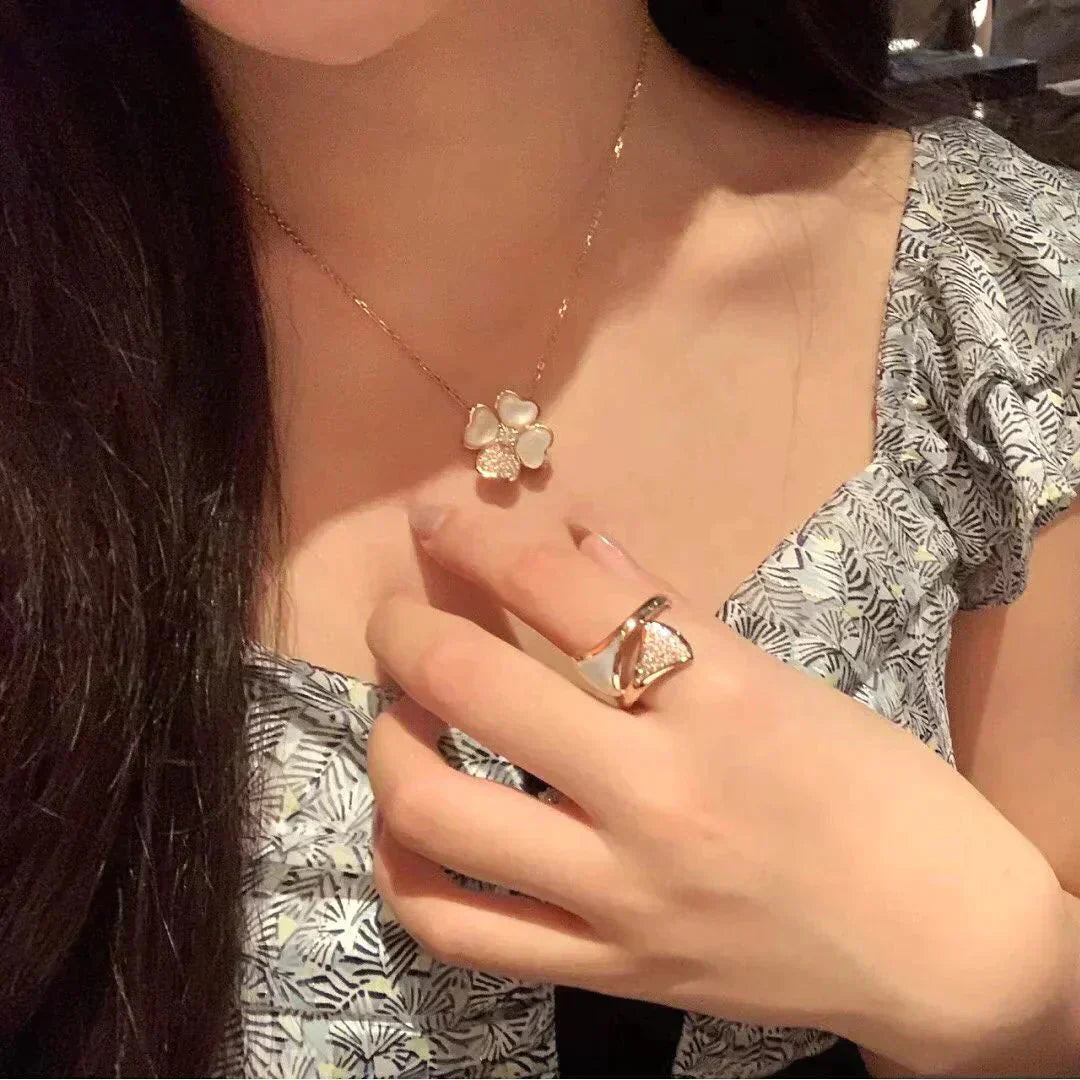 [Clover Jewelrys]CLOVER MOP DIAMOND ROSE GOLD NECKLACE