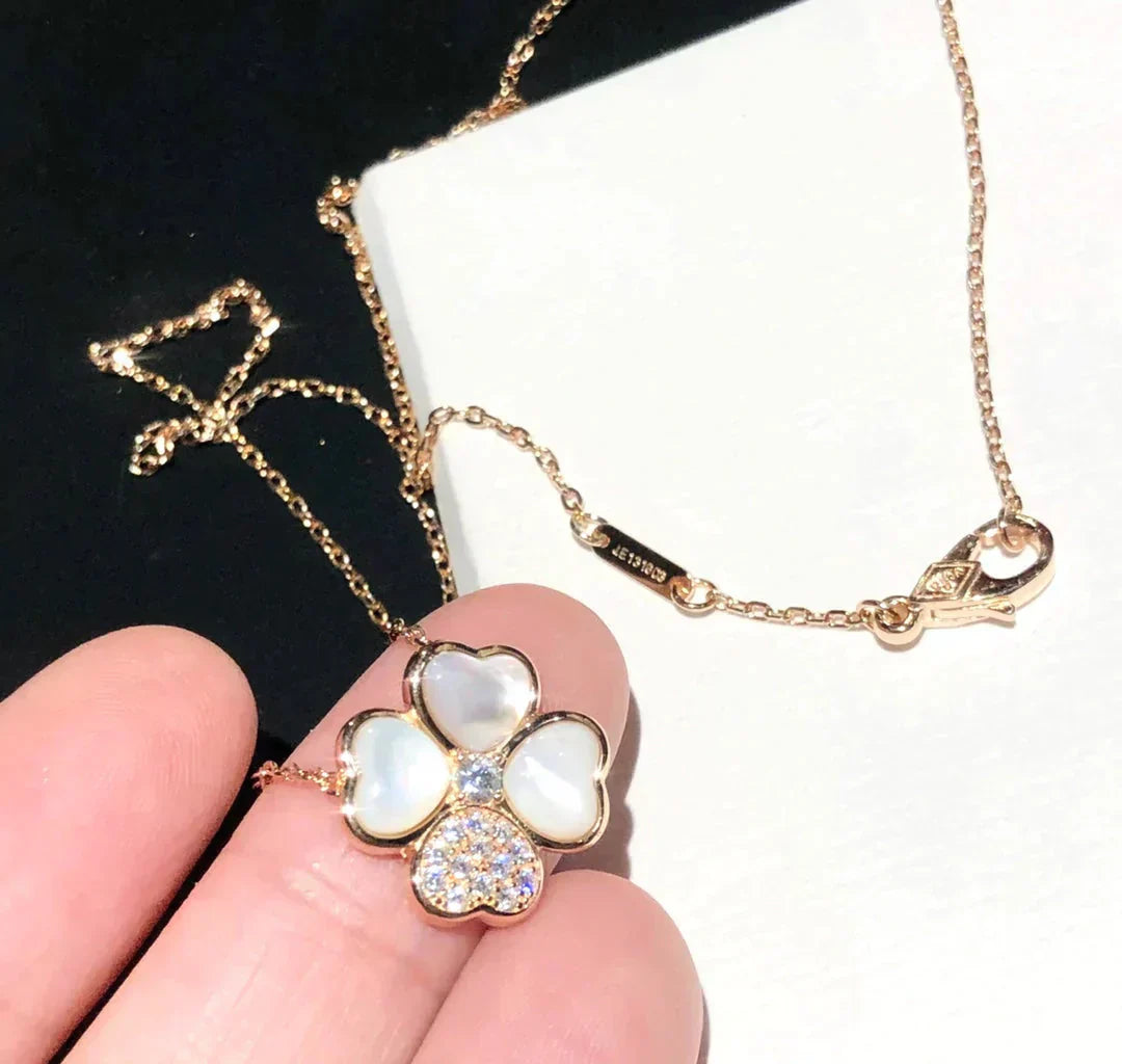 [Clover Jewelrys]CLOVER MOP DIAMOND ROSE GOLD NECKLACE