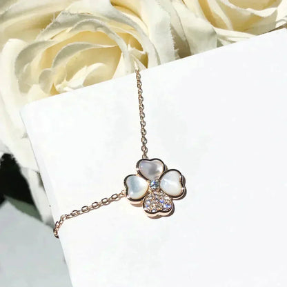 [Clover Jewelrys]CLOVER MOP DIAMOND ROSE GOLD NECKLACE