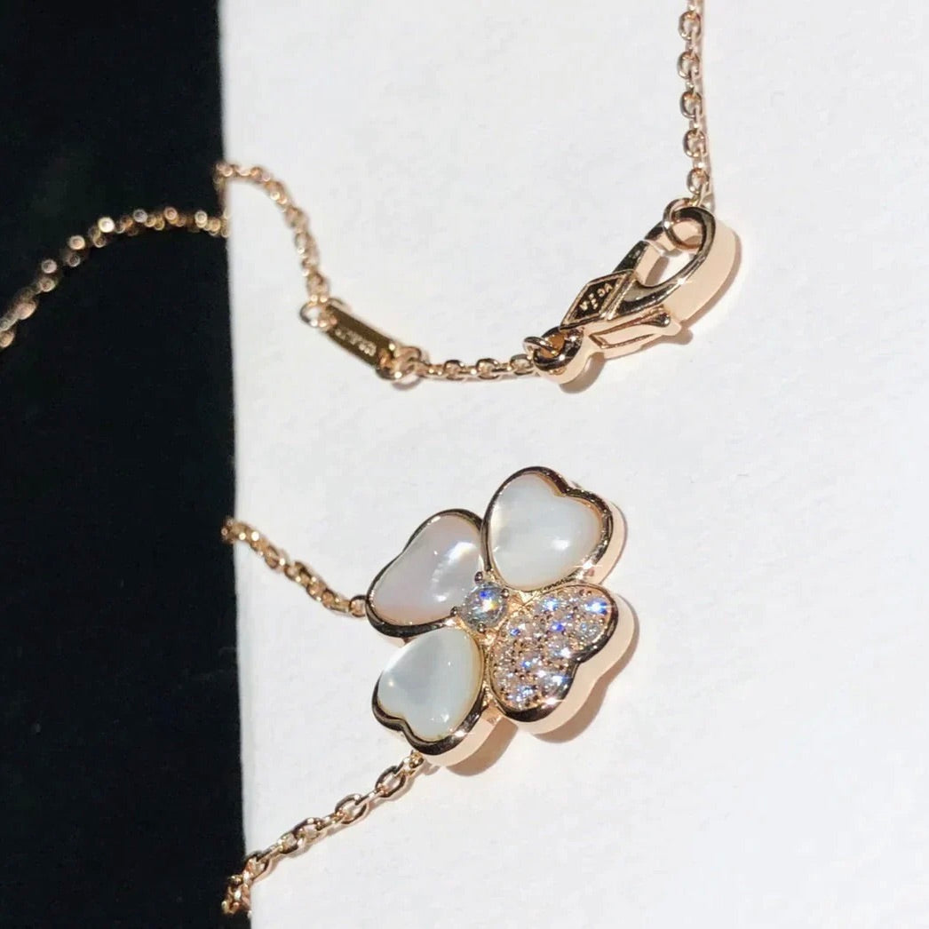 [Clover Jewelrys]CLOVER MOP DIAMOND ROSE GOLD NECKLACE