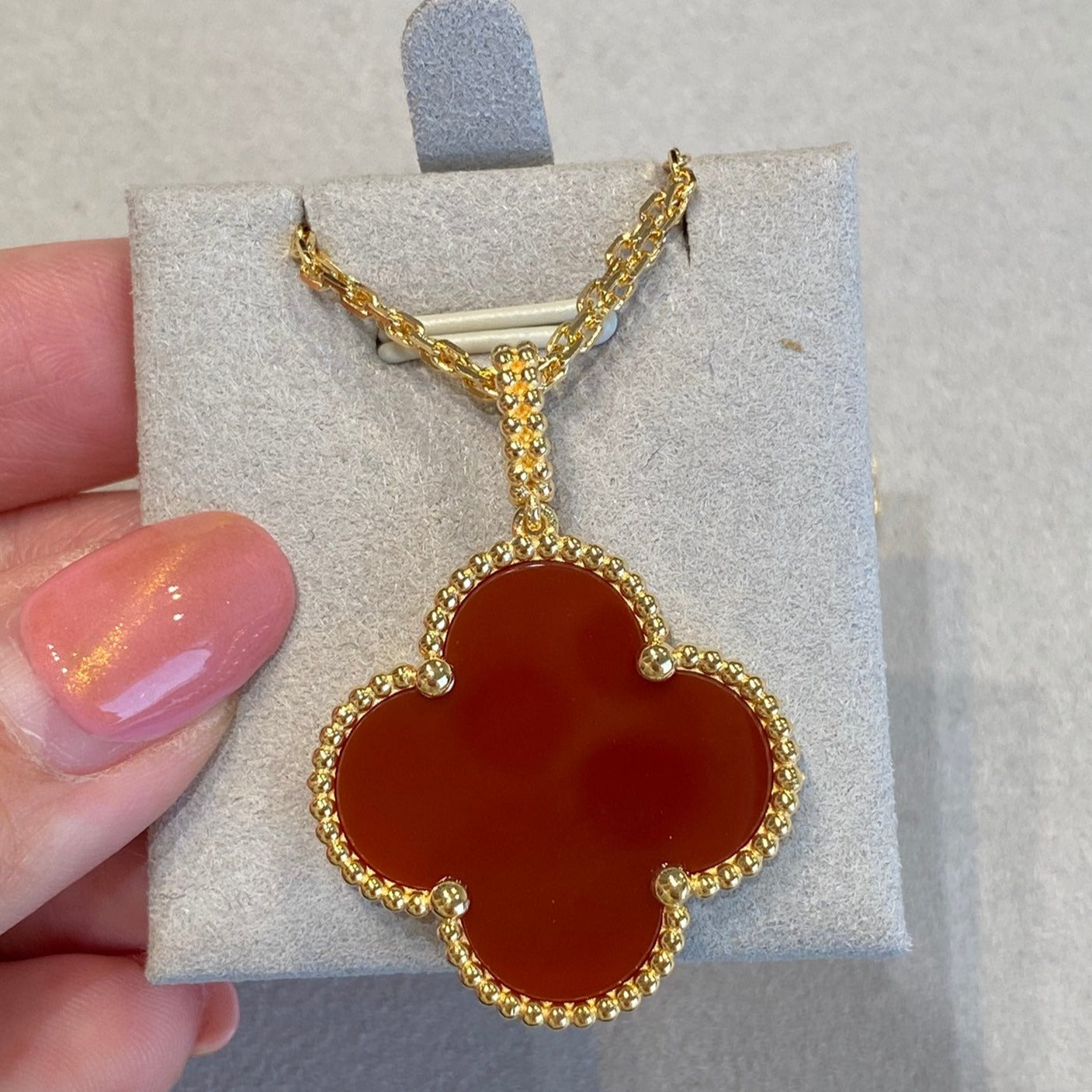 [Clover Jewelrys]CLOVER 25MM NECKLACE GOLD CARNELIAN