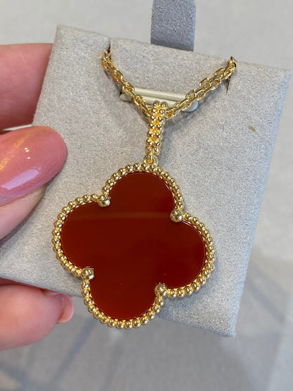 [Clover Jewelrys]CLOVER 25MM NECKLACE GOLD CARNELIAN