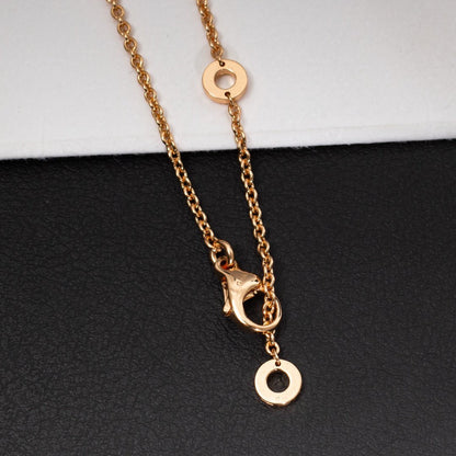 [Clover Jewelrys]ZERO 1 WHITE CERAMIC PINK GOLD DIAMOND NECKLACE