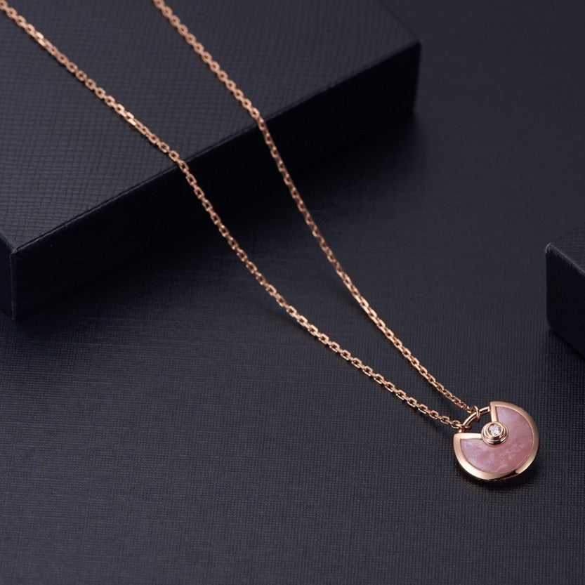 [Clover Jewelrys]AMULETTE ROSE GOLD PINK MOP NECKLACE