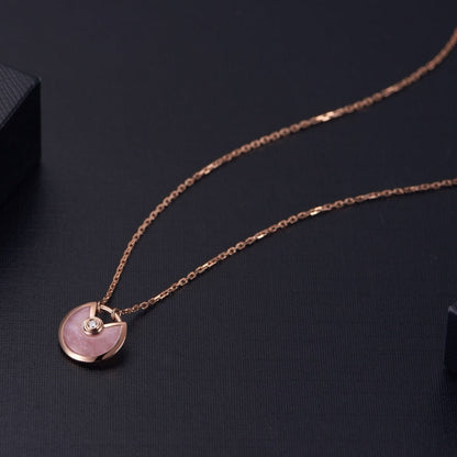 [Clover Jewelrys]AMULETTE ROSE GOLD PINK MOP NECKLACE