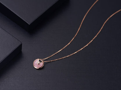 [Clover Jewelrys]AMULETTE ROSE GOLD PINK MOP NECKLACE