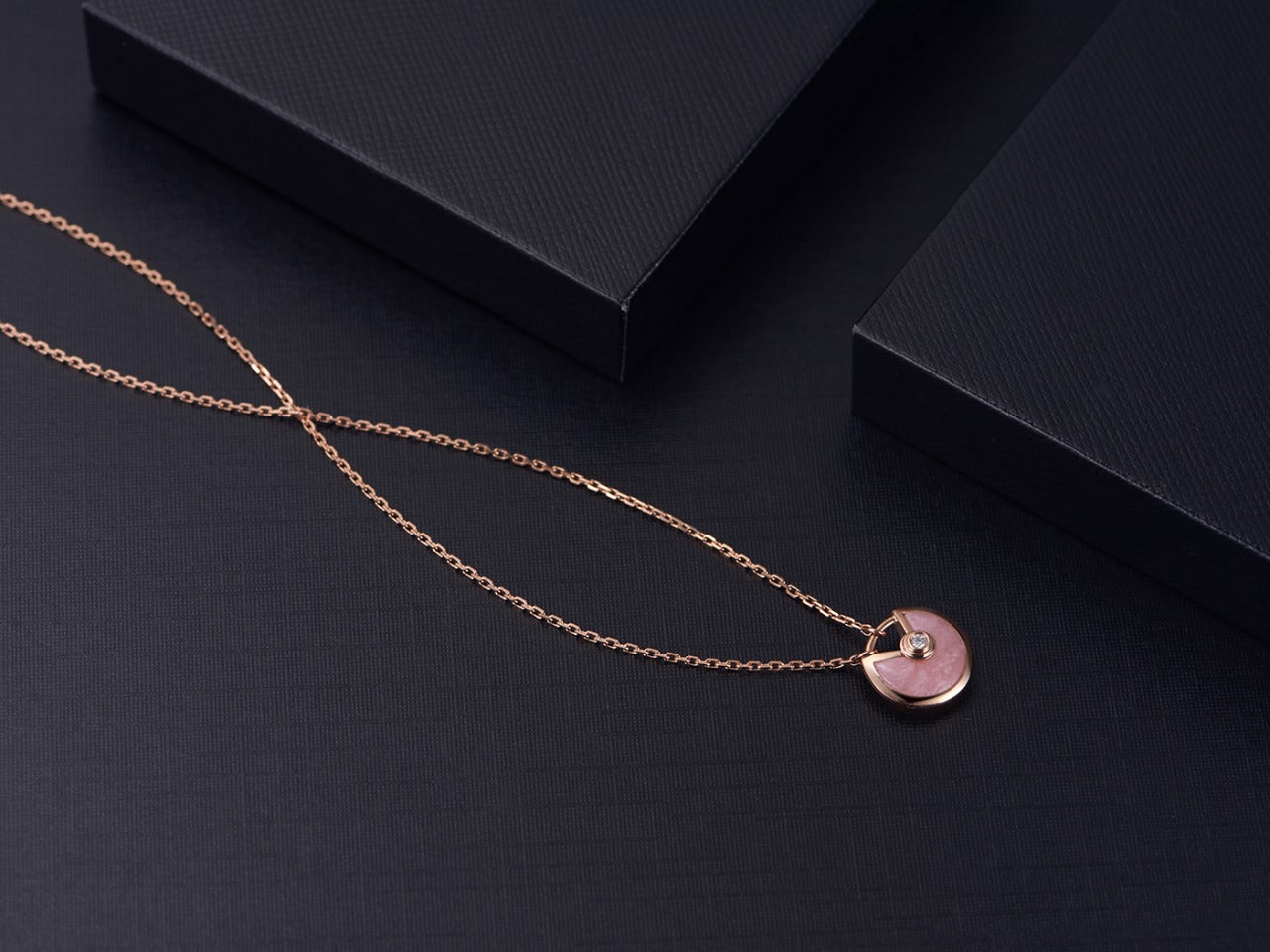 [Clover Jewelrys]AMULETTE ROSE GOLD PINK MOP NECKLACE