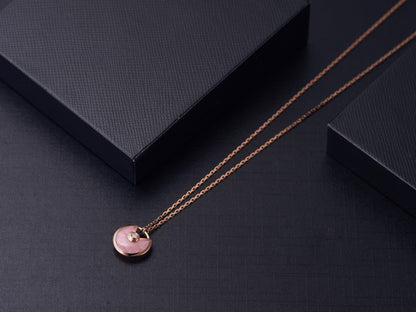 [Clover Jewelrys]AMULETTE ROSE GOLD PINK MOP NECKLACE