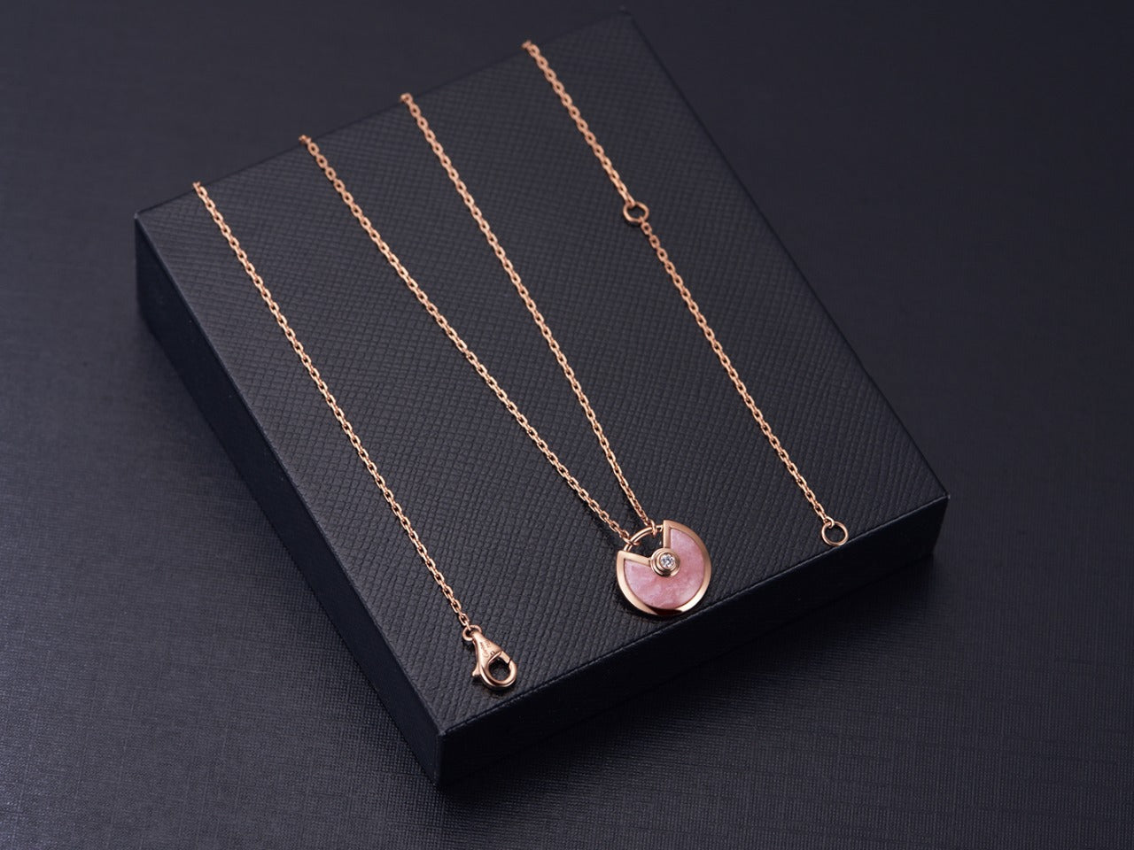 [Clover Jewelrys]AMULETTE ROSE GOLD PINK MOP NECKLACE