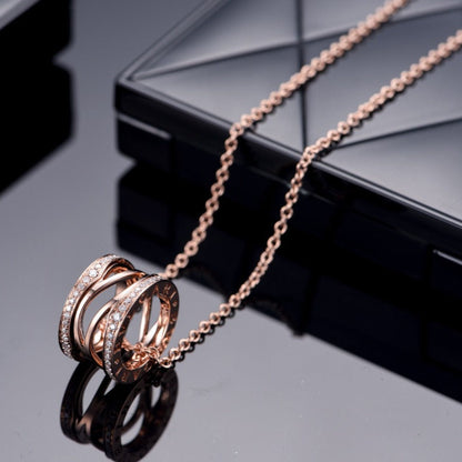 [Clover Jewelrys]ZERO 1 PINK GOLD DIAMOND OPEN NECKLACE