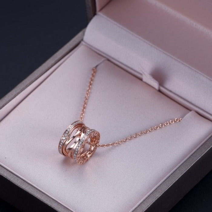 [Clover Jewelrys]ZERO 1 PINK GOLD DIAMOND OPEN NECKLACE