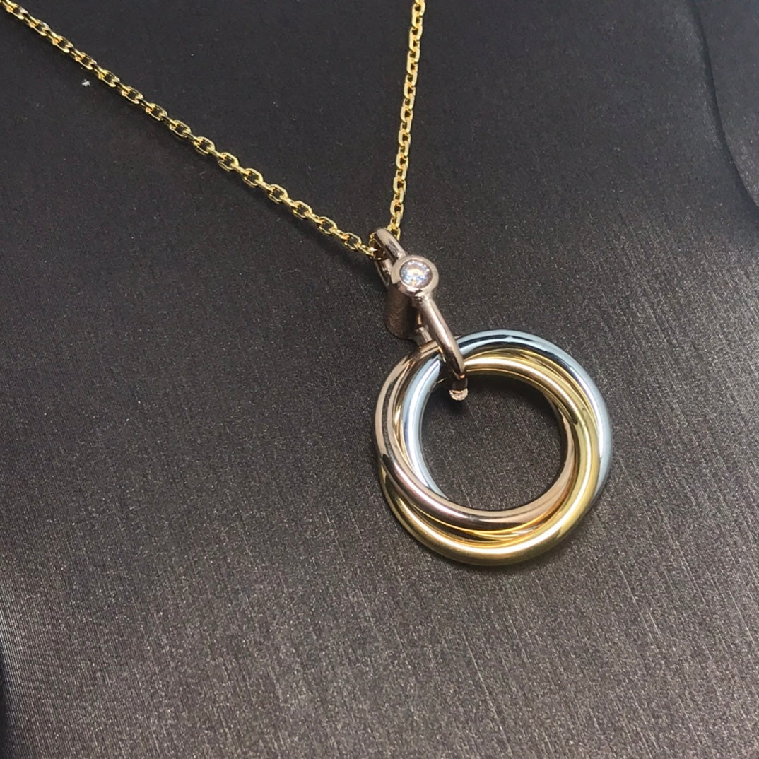 [Clover Jewelrys]TRINITY SILVER GOLD PINK GOLD NECKLACE