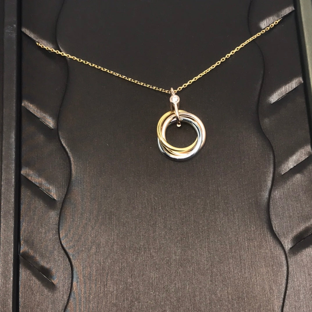 [Clover Jewelrys]TRINITY SILVER GOLD PINK GOLD NECKLACE