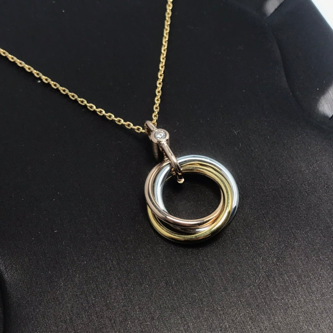 [Clover Jewelrys]TRINITY SILVER GOLD PINK GOLD NECKLACE