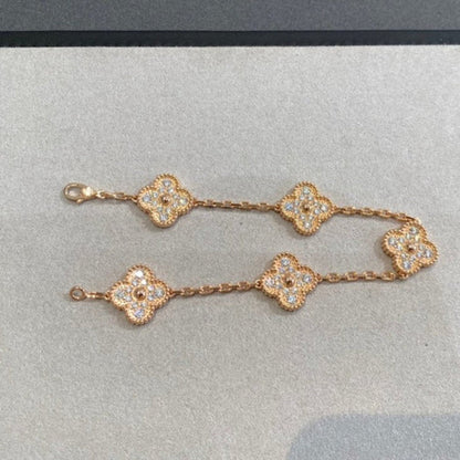 [Clover Jewelrys]CLOVER 5 MOTIFS  FULL DIAMOND BRACELET