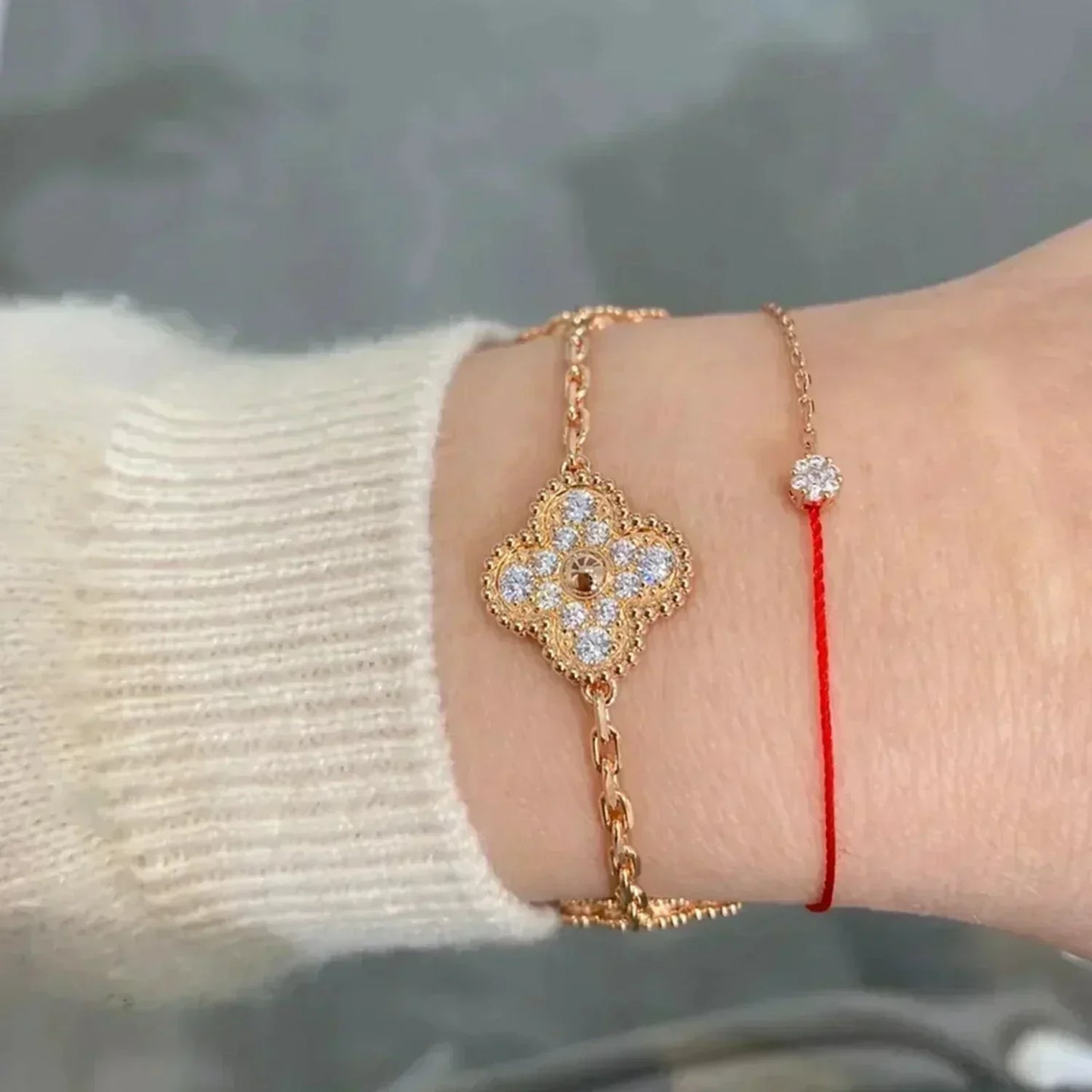 [Clover Jewelrys]CLOVER 5 MOTIFS  FULL DIAMOND BRACELET