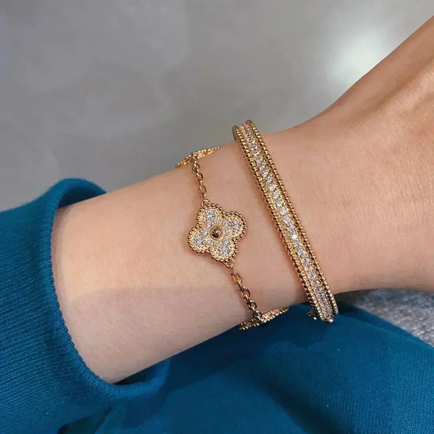 [Clover Jewelrys]CLOVER 5 MOTIFS  FULL DIAMOND BRACELET