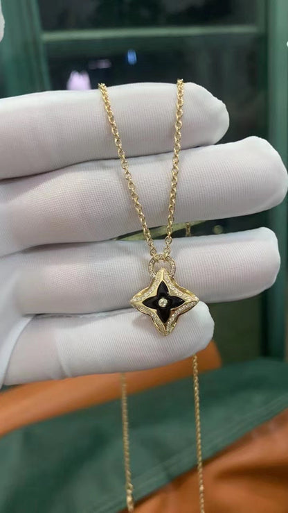 [Clover Jewelrys]STAR PEDANT PINK GOLD DIAMOND NECKLACE