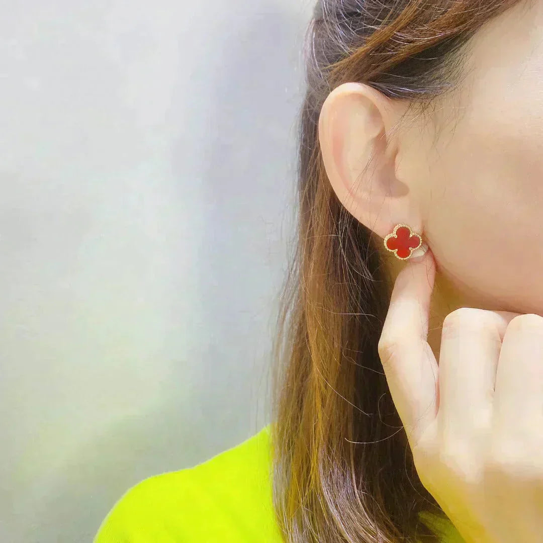 [Clover Jewelrys]CLOVER MEDIUM 1 MOTIFS CARNELIAN  EARRINGS