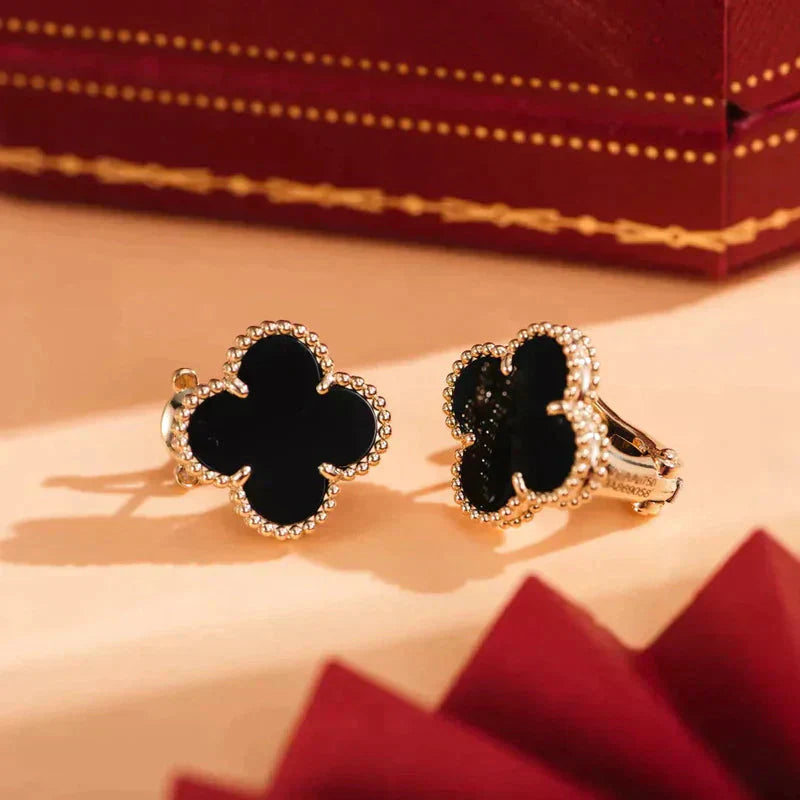 [Clover Jewelrys]CLOVER MEDIUM 1 MOTIFS  ONYX STUD EARRINGS