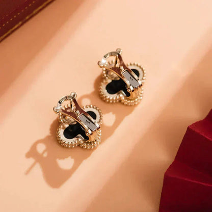 [Clover Jewelrys]CLOVER MEDIUM 1 MOTIFS  ONYX STUD EARRINGS