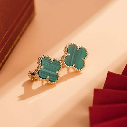 [Clover Jewelrys]CLOVER MEDIUM 1 MOTIFS MALACHITE  EARRINGS