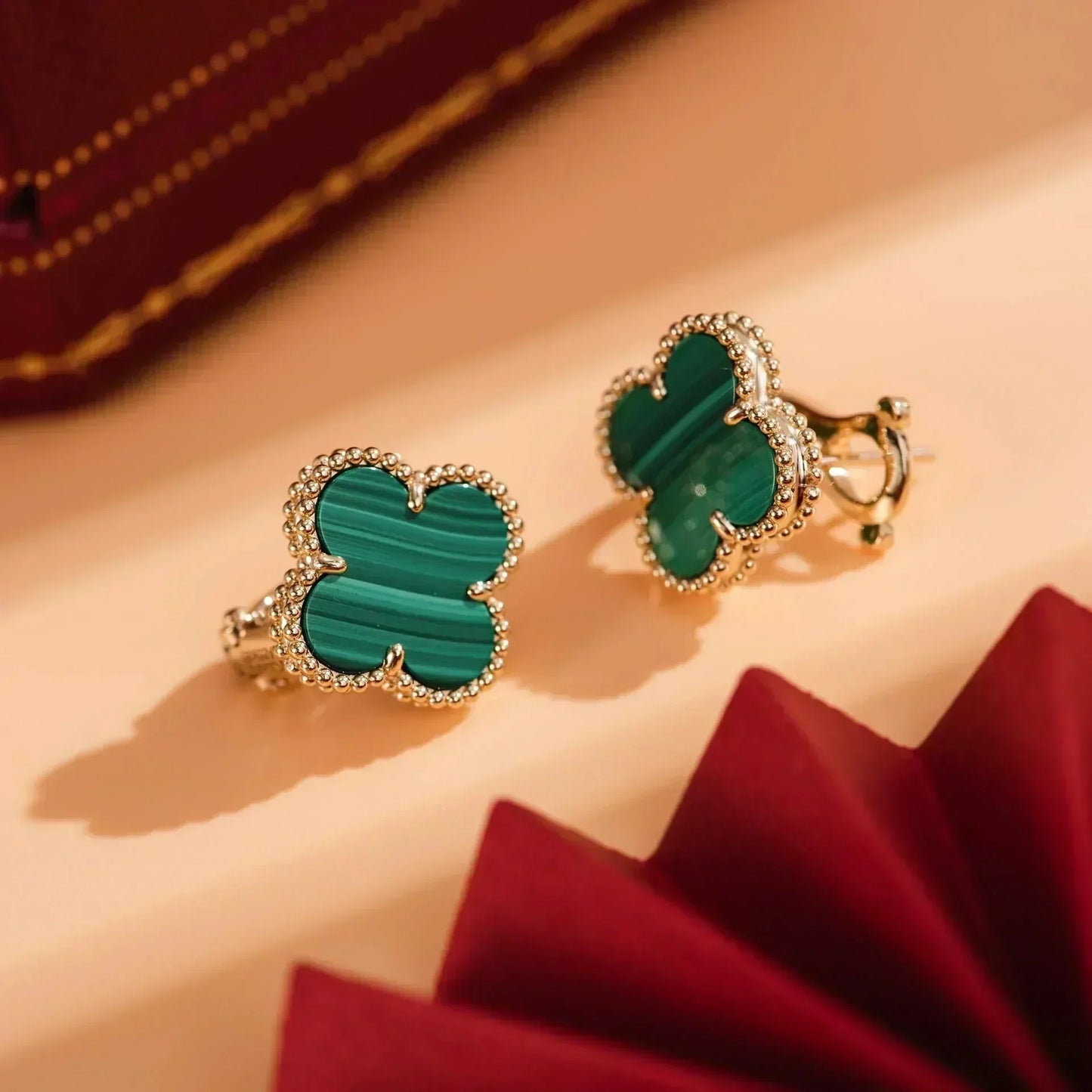 [Clover Jewelrys]CLOVER MEDIUM 1 MOTIFS MALACHITE  EARRINGS