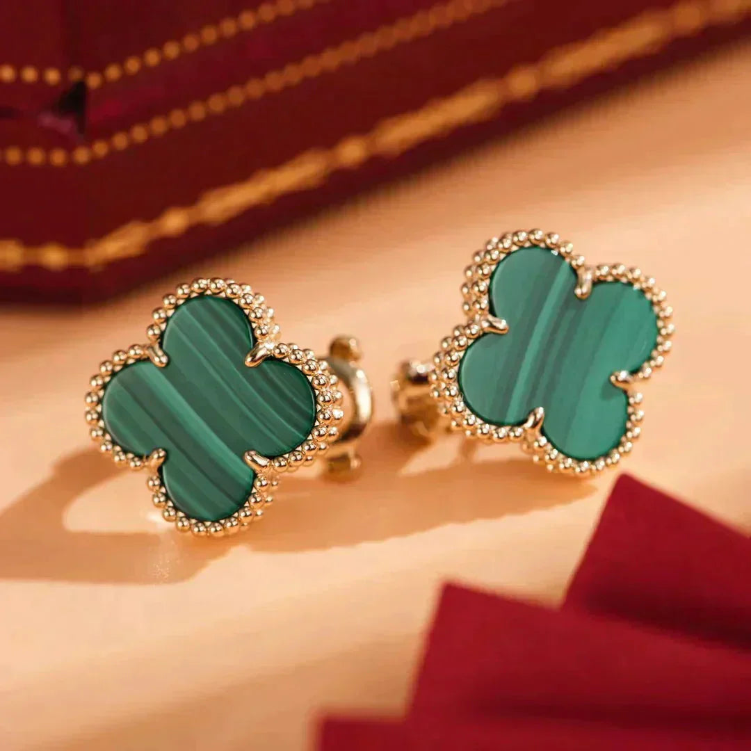 [Clover Jewelrys]CLOVER MEDIUM 1 MOTIFS MALACHITE  EARRINGS