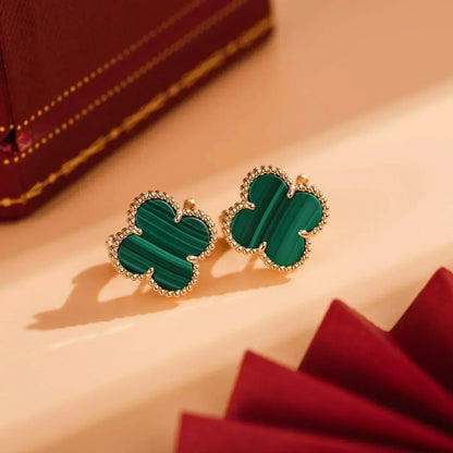 [Clover Jewelrys]CLOVER MEDIUM 1 MOTIFS MALACHITE  EARRINGS