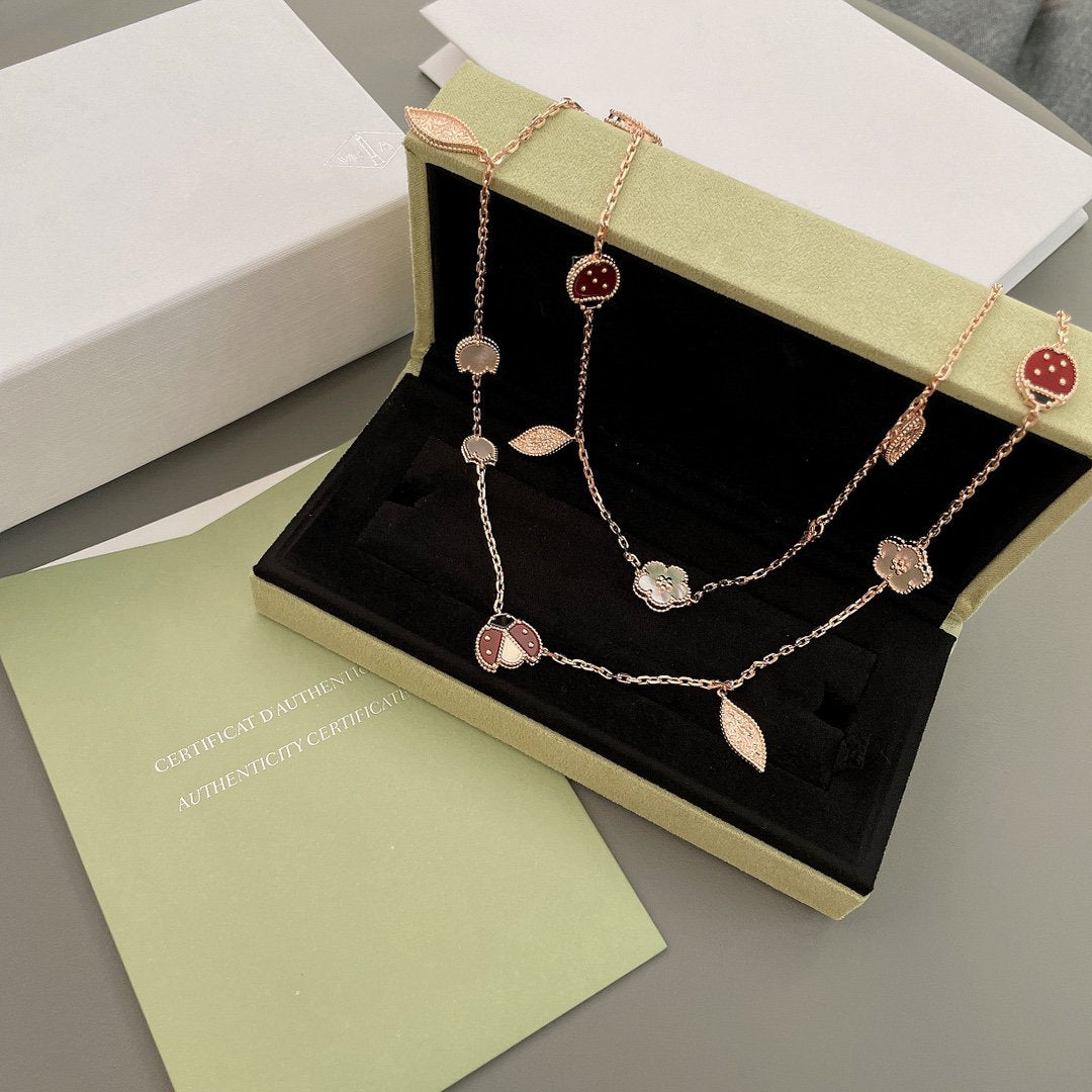 [Clover Jewelrys]LUCKY SPRING 15 MOTIFS ROSE GOLD NECKLACE