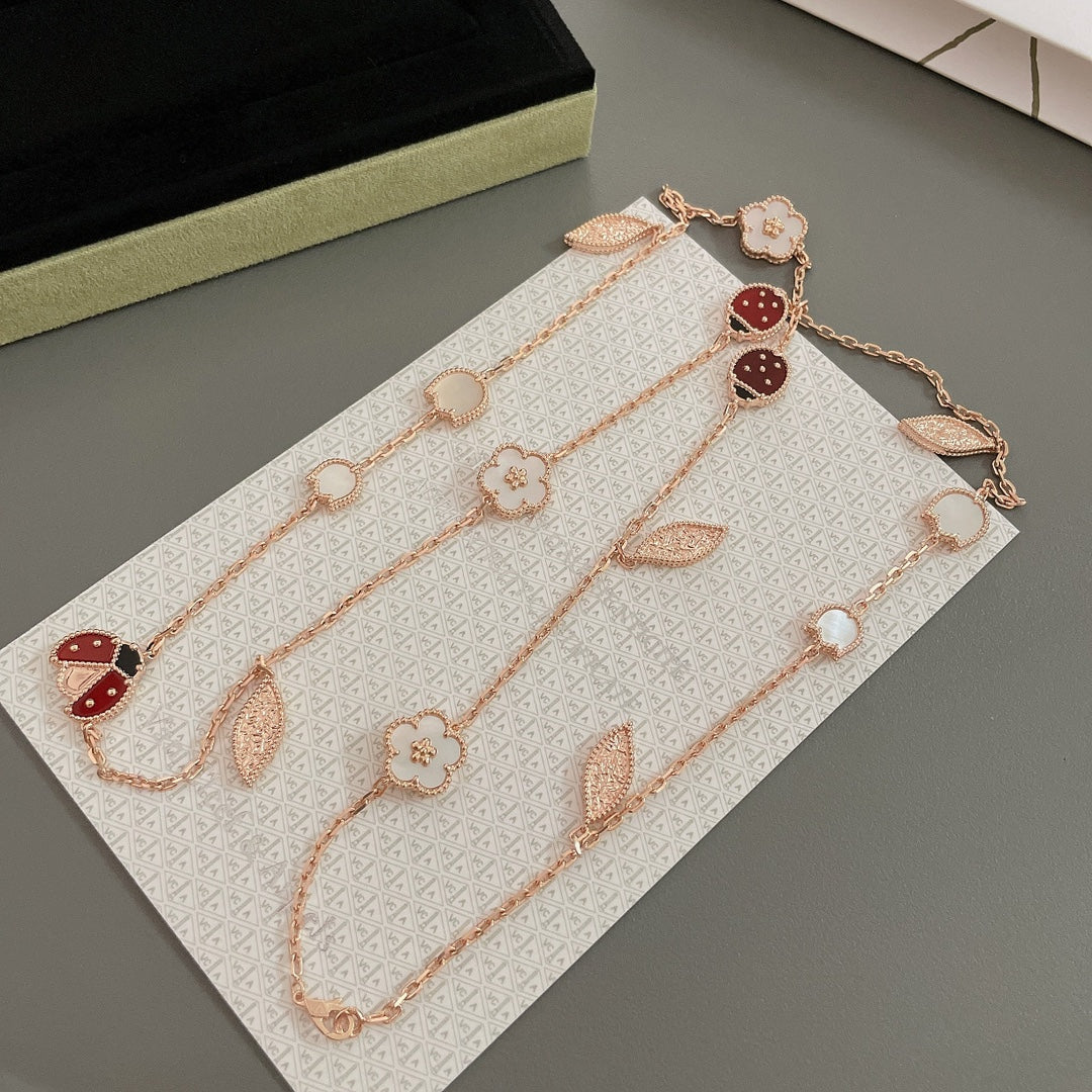 [Clover Jewelrys]LUCKY SPRING 15 MOTIFS ROSE GOLD NECKLACE