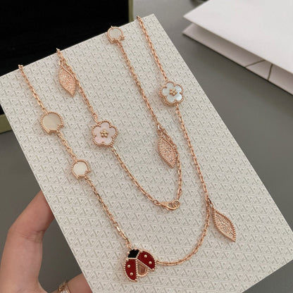 [Clover Jewelrys]LUCKY SPRING 15 MOTIFS ROSE GOLD NECKLACE