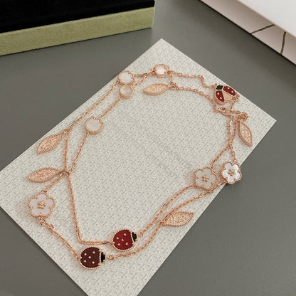 [Clover Jewelrys]LUCKY SPRING 15 MOTIFS ROSE GOLD NECKLACE