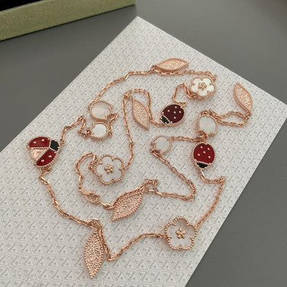 [Clover Jewelrys]LUCKY SPRING 15 MOTIFS ROSE GOLD NECKLACE