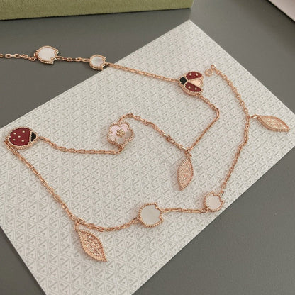 [Clover Jewelrys]LUCKY SPRING 15 MOTIFS ROSE GOLD NECKLACE