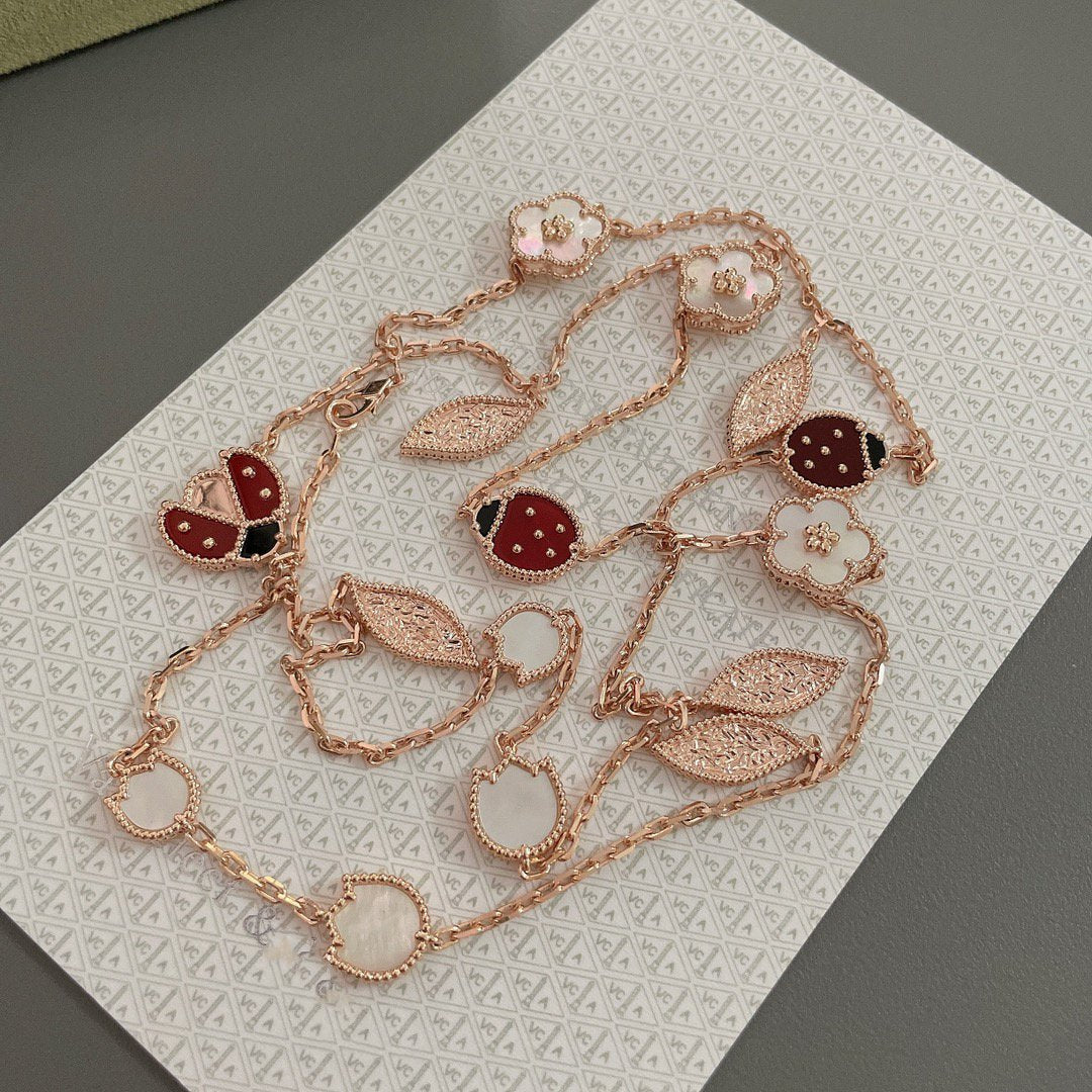 [Clover Jewelrys]LUCKY SPRING 15 MOTIFS ROSE GOLD NECKLACE