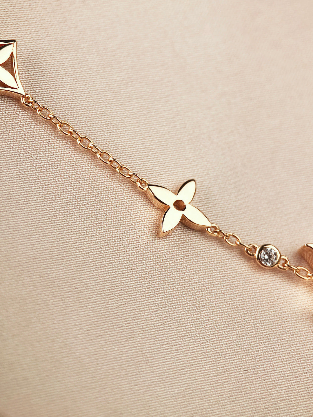 [Clover Jewelrys]STAR AND SUN 7 MOTIFS GOLD BRACELET