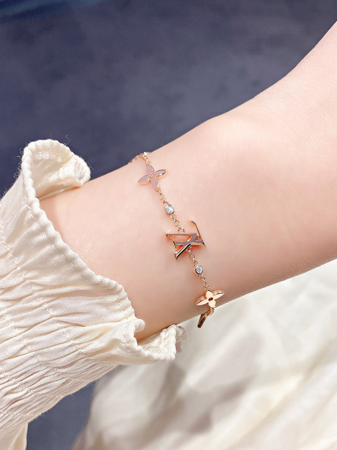 [Clover Jewelrys]STAR AND SUN 7 MOTIFS GOLD BRACELET