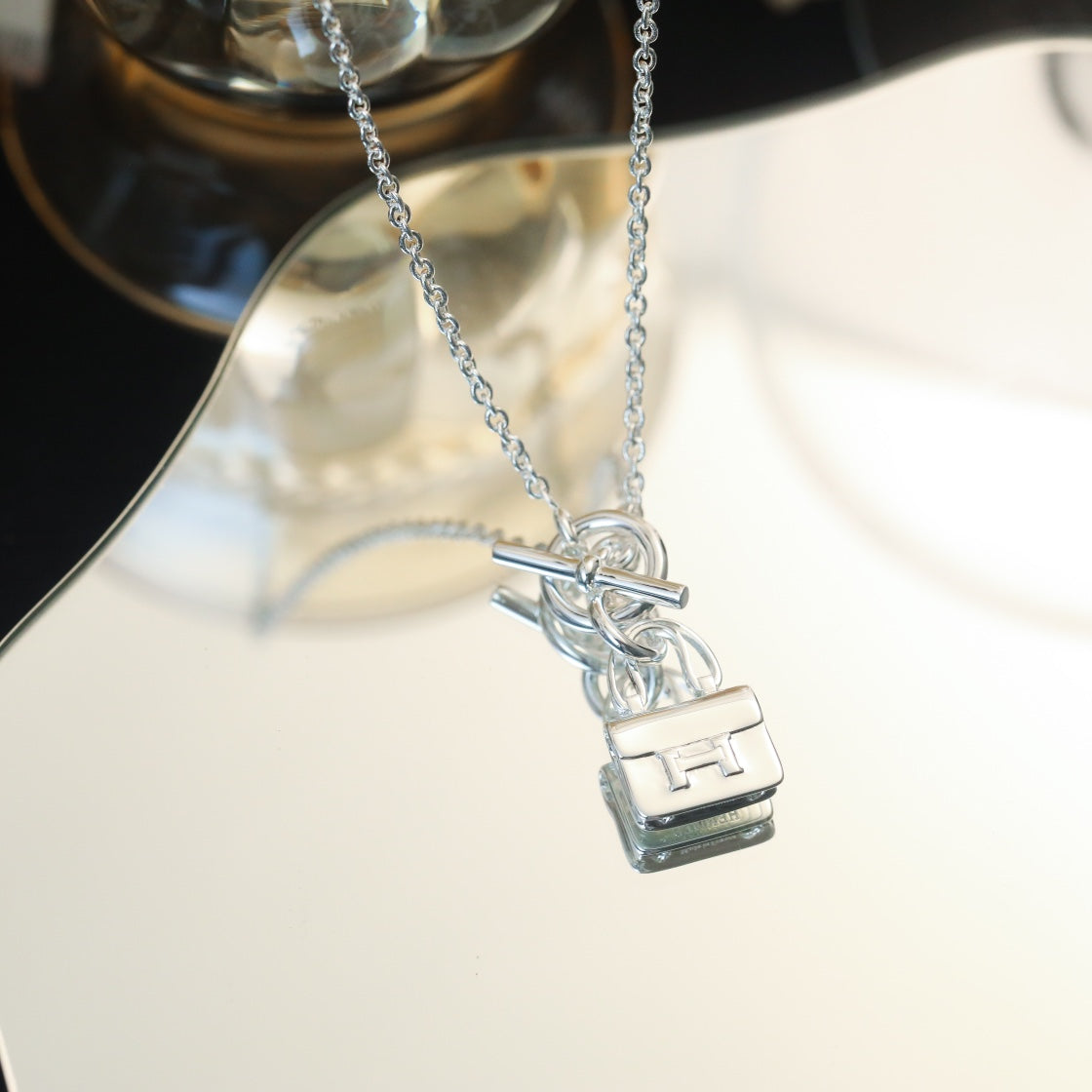 [Clover Jewelrys]POP H PEDANT SILVER NECKLACE