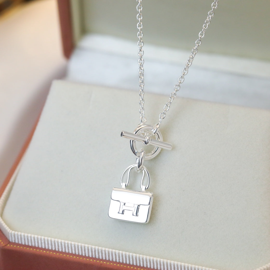 [Clover Jewelrys]POP H PEDANT SILVER NECKLACE