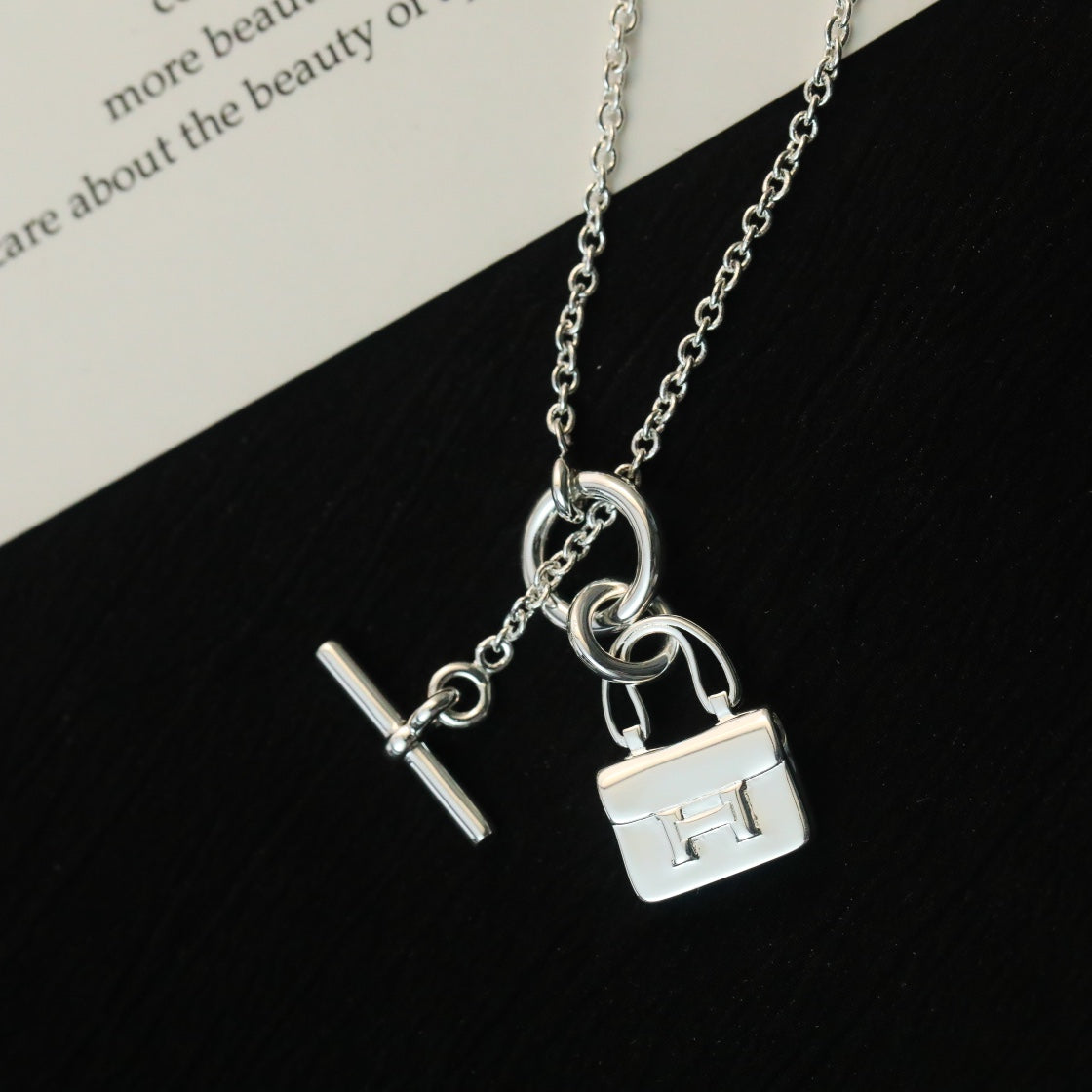 [Clover Jewelrys]POP H PEDANT SILVER NECKLACE