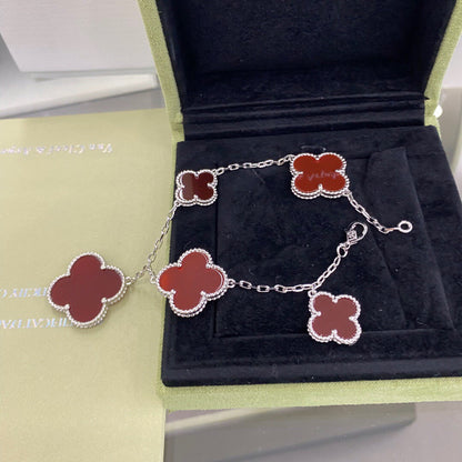 [Clover Jewelrys]CLOVER 5 MOTIFS SIVLER CARNELIAN BRACELET