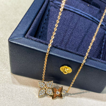 [Clover Jewelrys]STAR BLOSSOM NECKLACE PINK GOLD DIAMONDS